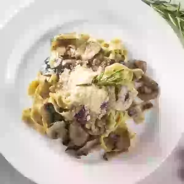 Handmade tagliatelle with mushroom sauce